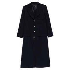 Chanel 2025 Navy Wool Cashmere Tailored Coat with CC Logo Buttons