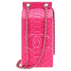 Chanel 2014 Pink Python Lait de Coco Milk Carton Bag with Silver