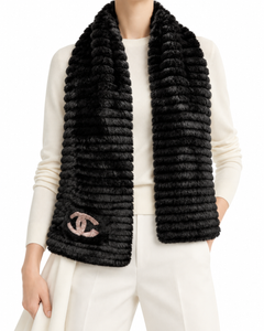 Chanel Women's Black Wool and Orylag Shawl