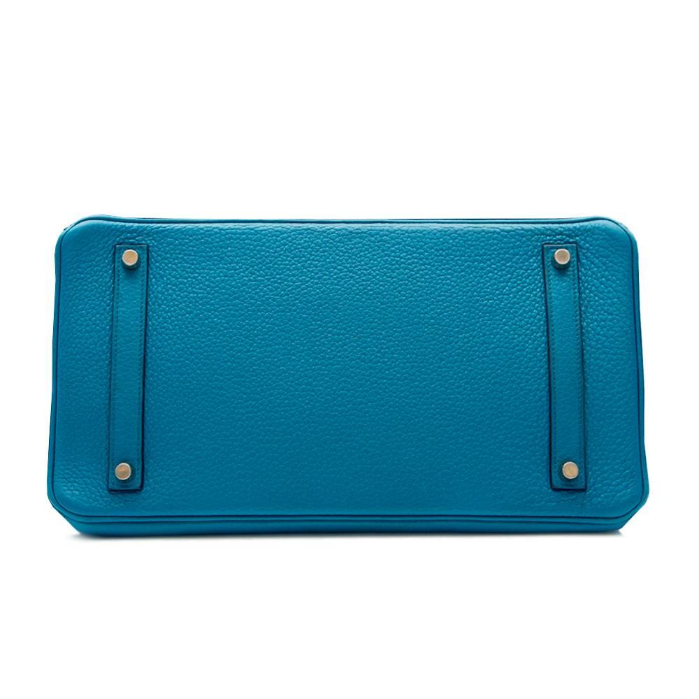 Hermes Blue Izmir Clemence 35cm Birkin Bag 1