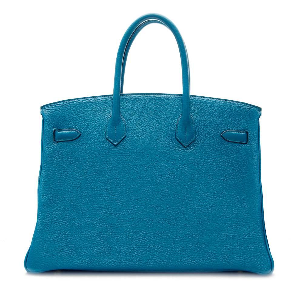 Women's Hermes Blue Izmir Clemence 35cm Birkin Bag