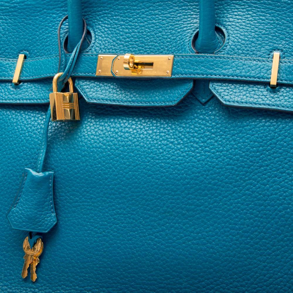 Hermes Blue Izmir Clemence 35cm Birkin Bag 3