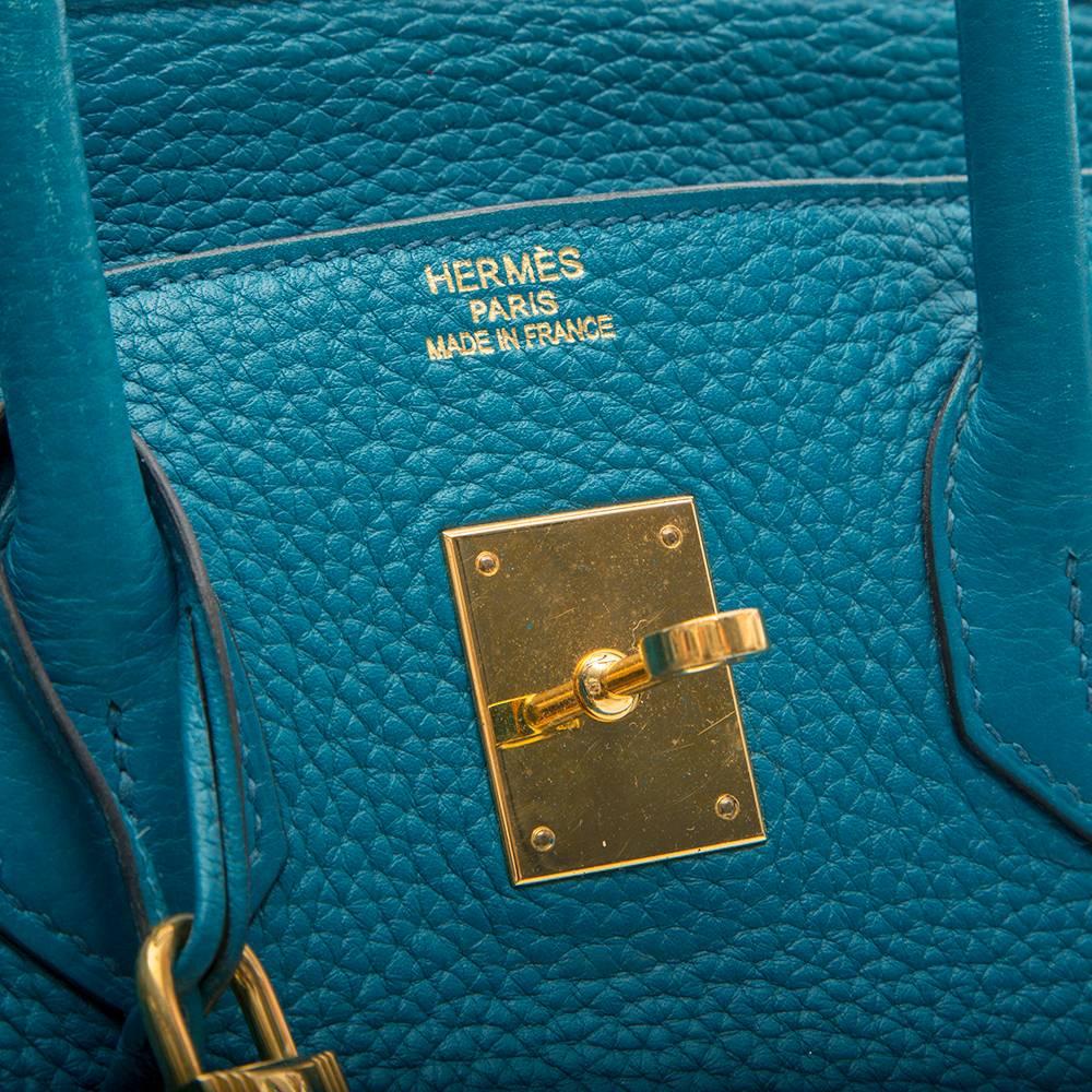Hermes Blue Izmir Clemence 35cm Birkin Bag 6