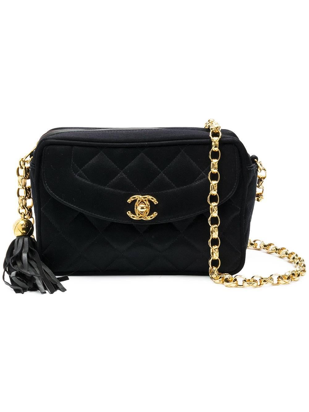 Chanel Black Satin Camera Bag 4