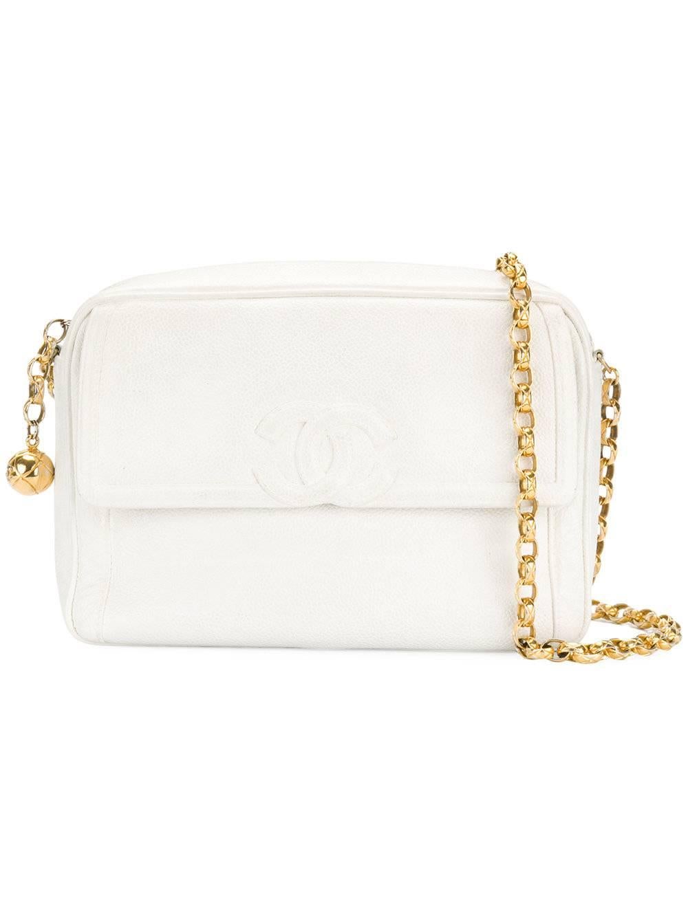 Women's Chanel White Caviar Camera Bag 