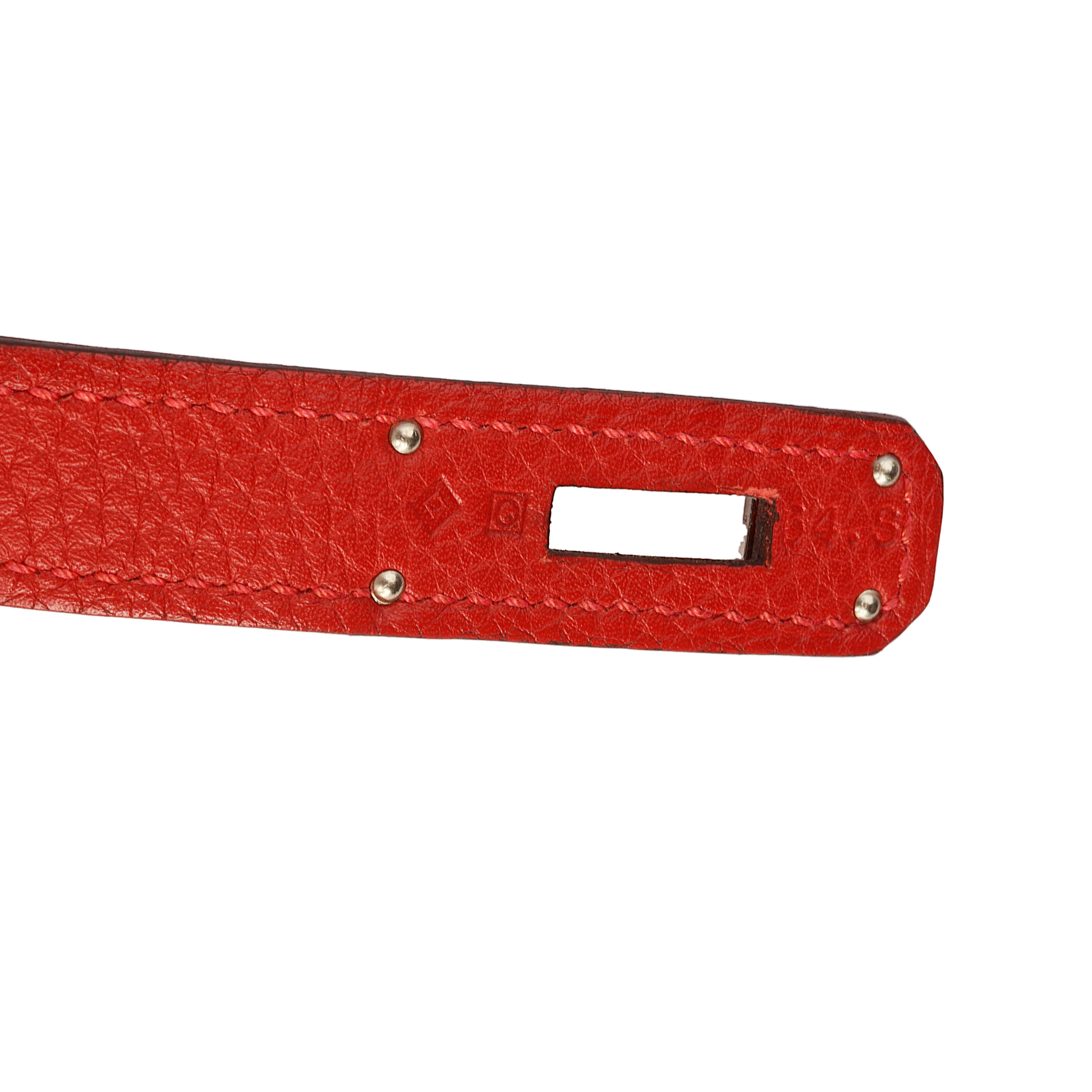 Hermes Birkin 40 Rouge Casaque Clemence Leather Bag In Excellent Condition In London, GB