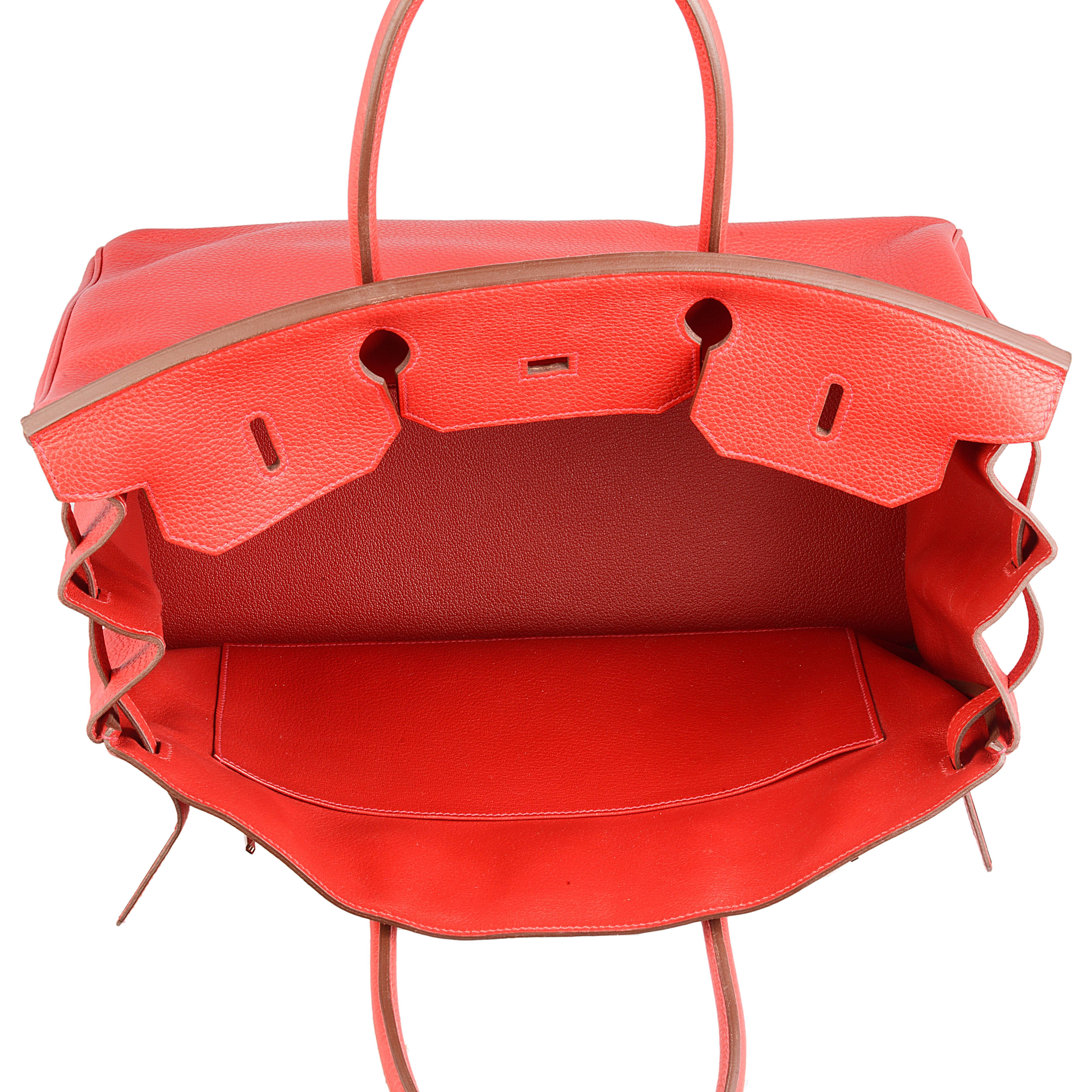 Red Hermes Birkin 40 Rouge Casaque Clemence Leather Bag