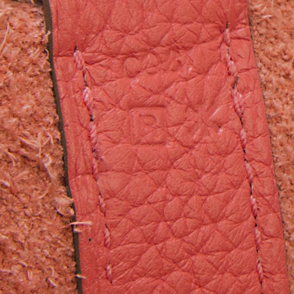 Women's or Men's Hermes Rose Jaipur Clemence Leather 28cm Picotin Bag