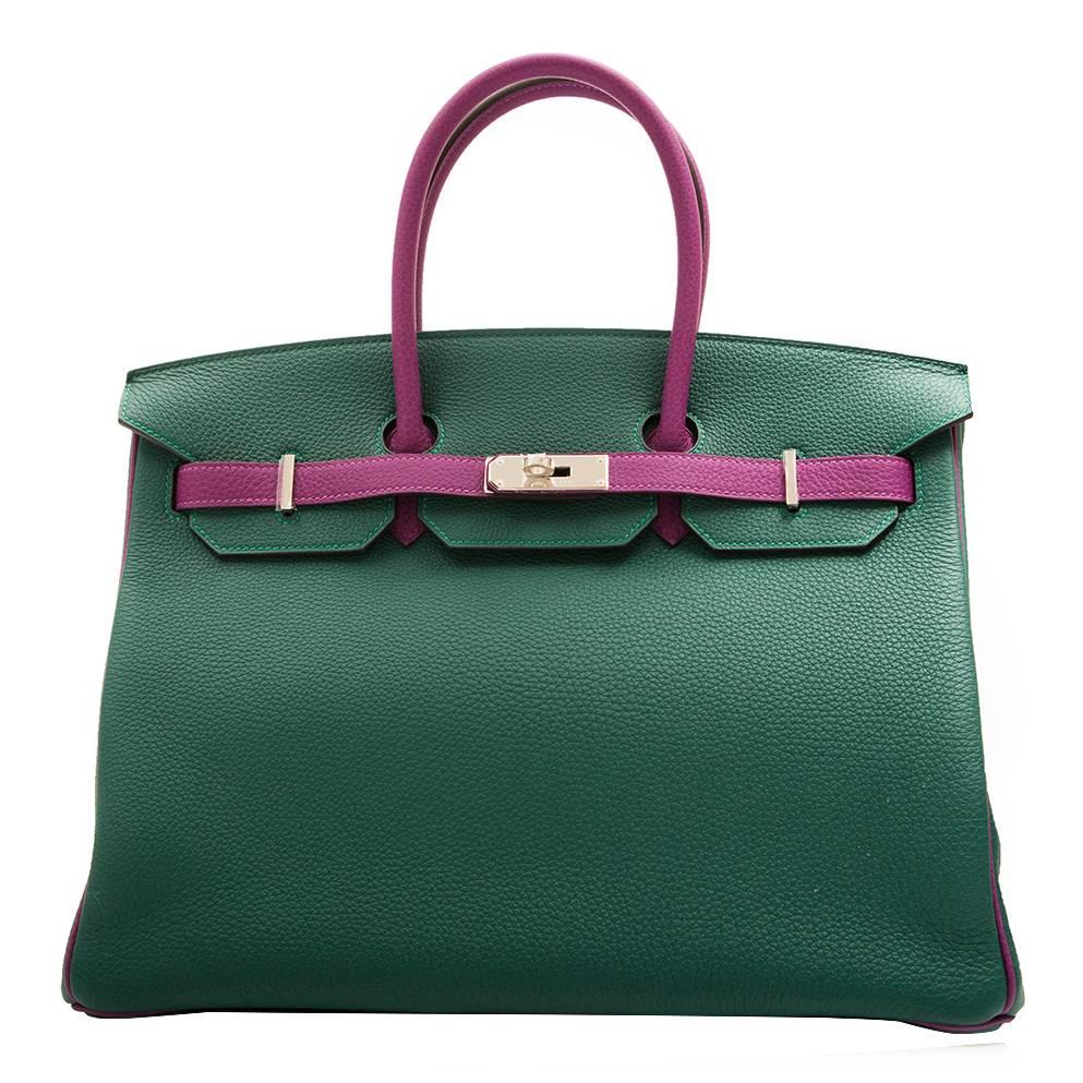 Hermès Special Order Bi-colour Clemence Leather 35cm Birkin Bag