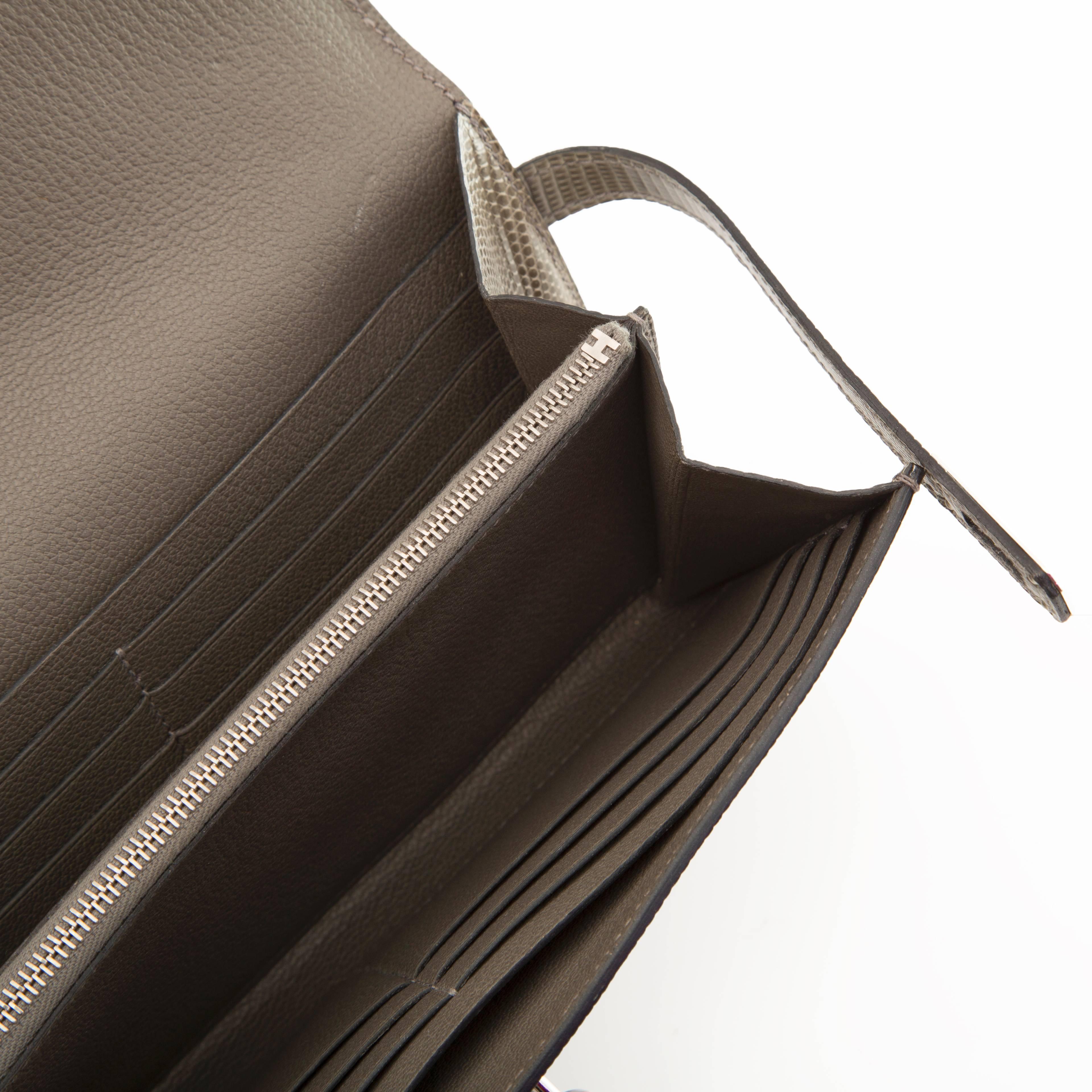 Gray Hermes Kelly Grey Lizard Wallet