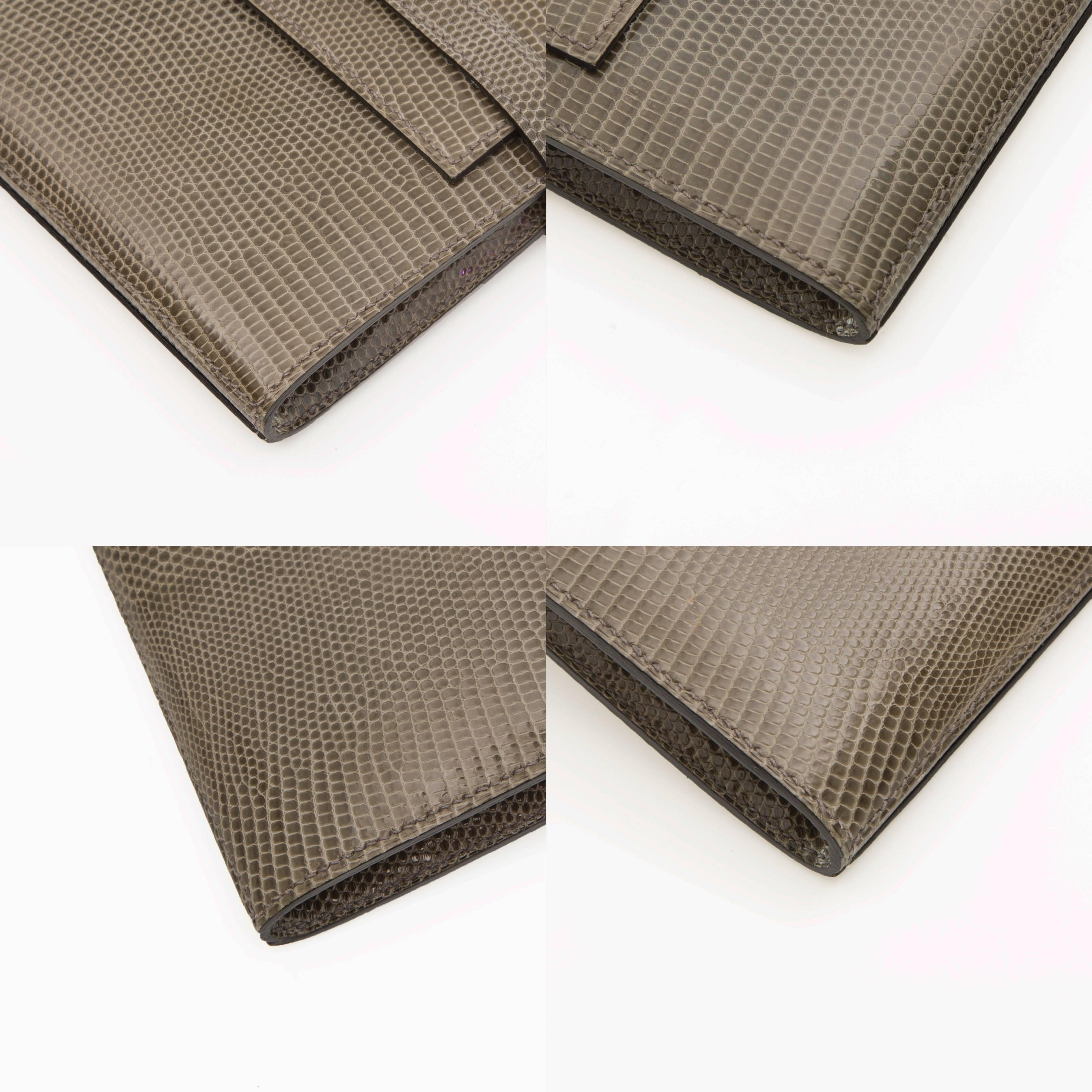 Hermes Kelly Grey Lizard Wallet In New Condition In London, GB