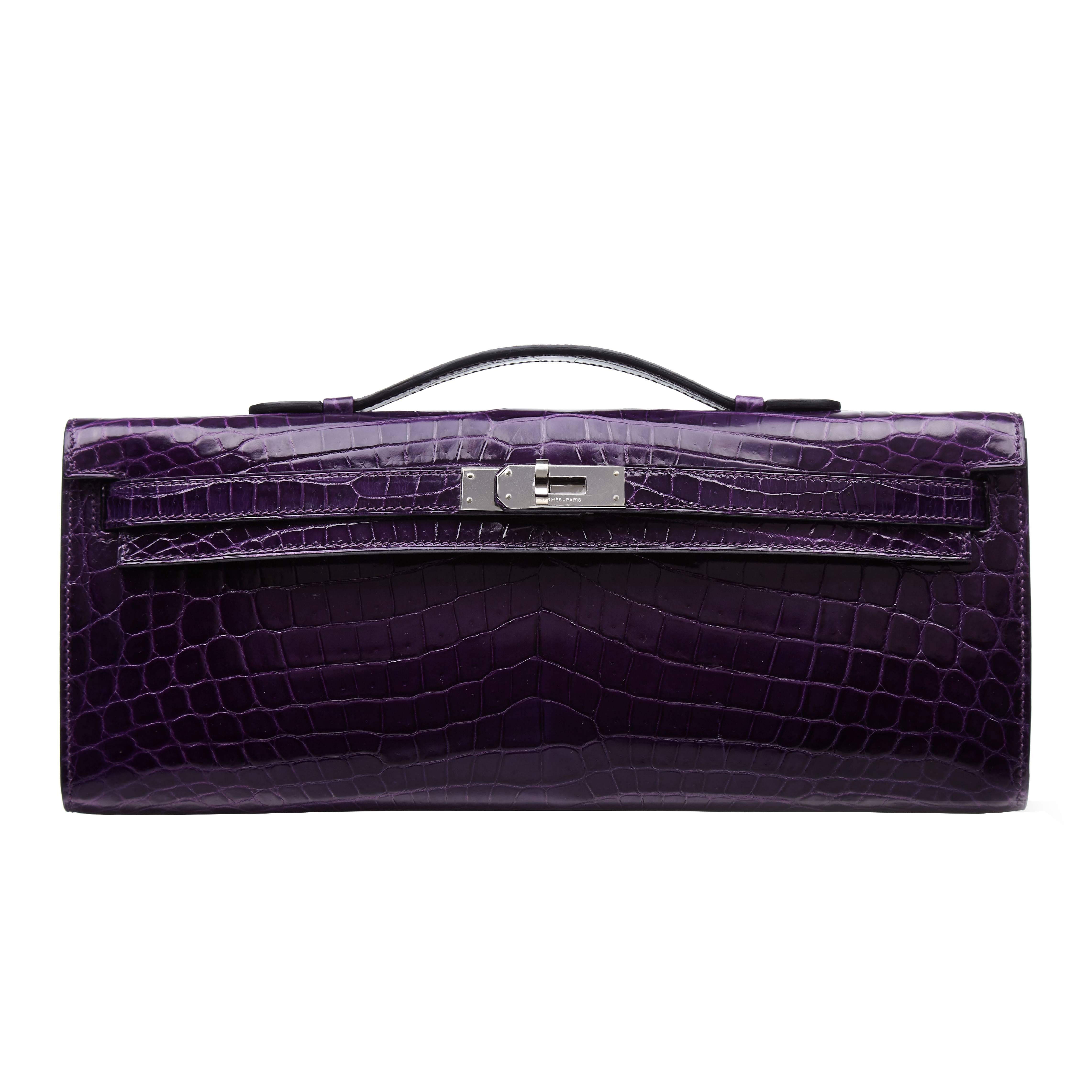 Hermes Verrou Matte Alligator Elan Clutch Black Matte PHW JaneFinds at ...