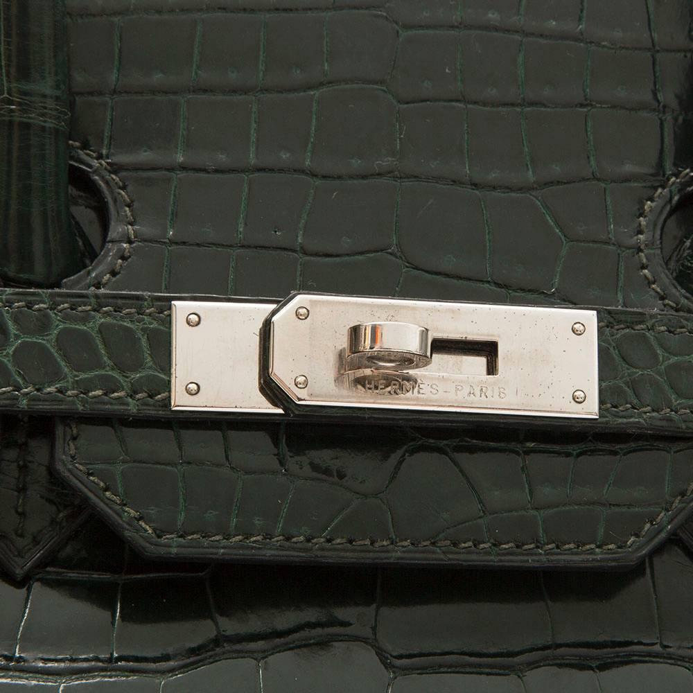 Hermes Vert Foncé Porosus Crocodile 35cm Birkin Bag 2