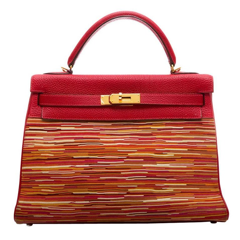 Hermes Red Vibrato Togo Leather 32cm Kelly Bag at 1stDibs hermes