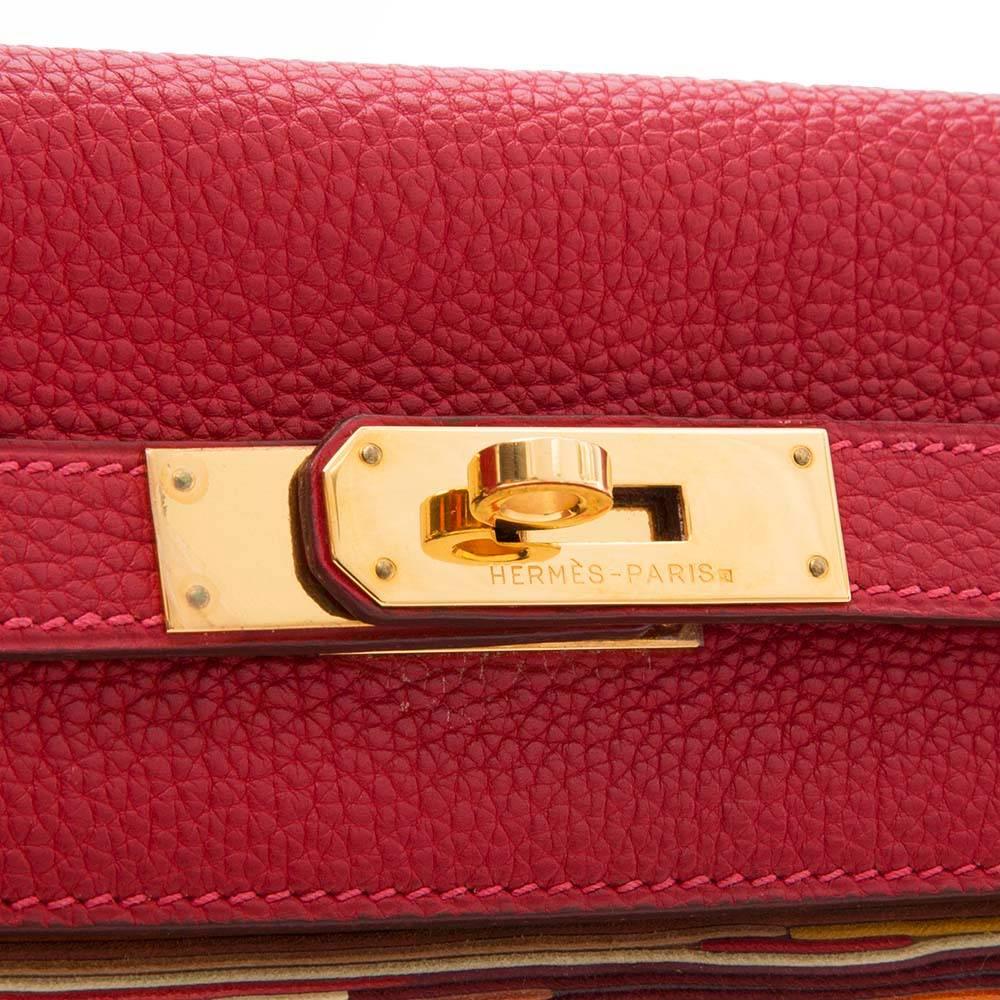 Women's Hermes Red Vibrato Togo Leather 32cm Kelly Bag