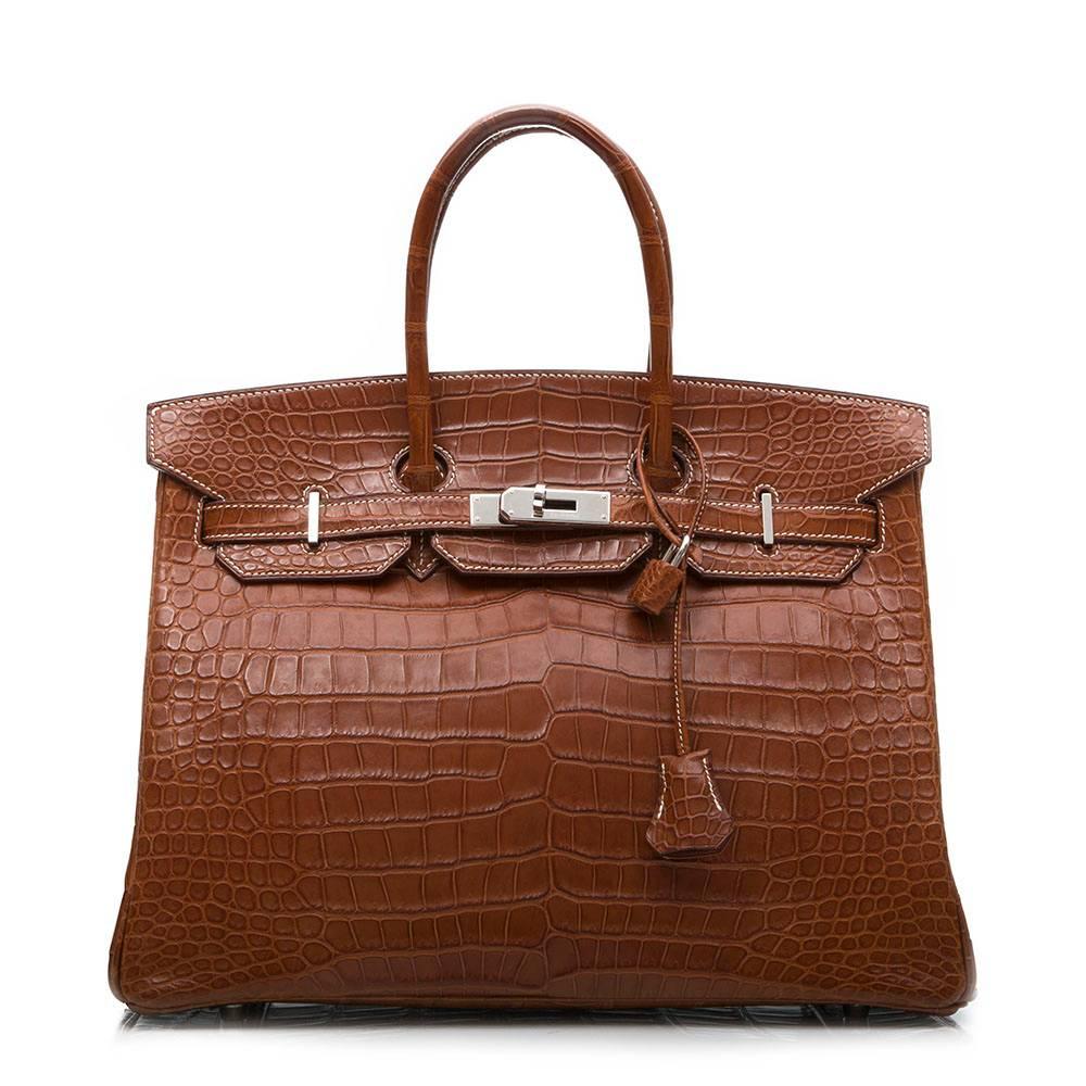 Hermes Fauve Matte Porosus Crocodile 35cm Birkin Bag In Excellent Condition In London, GB