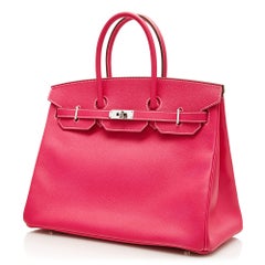 Hermès Rose Tyrien Rosa Epsom Leder 35 cm Birkin Bag