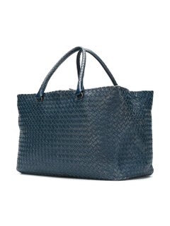 Bottega Veneta Navy Woven Duffle Bag