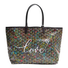 Goyard Customized Black 'Splattered Paint Love' Monogrammierte St Louis PM Tasche