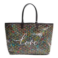  Goyard Customized Black 'Splattered Paint Love' Monogram St Louis PM Bag