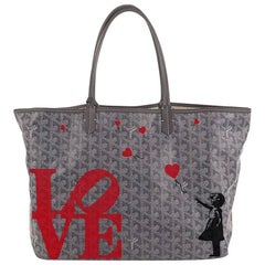 Sac Goyard gris personnalisé "Fille au ballon" avec monogramme St Louis PM