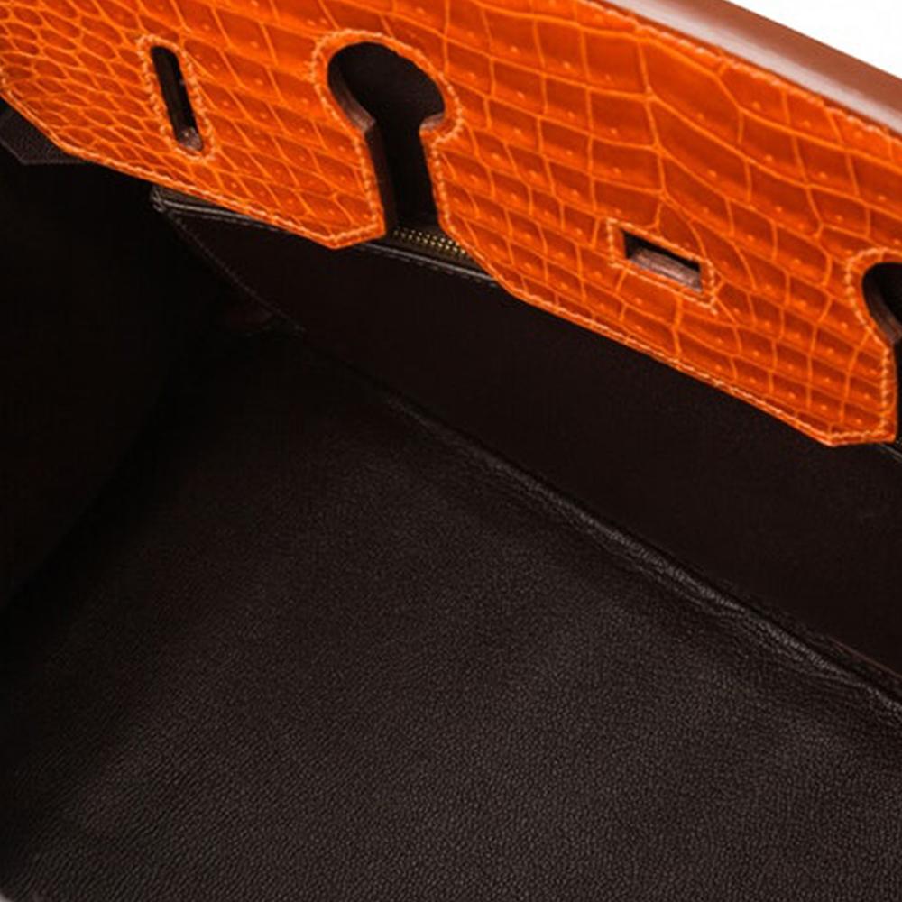 hermès special order chinese flag 35cm braise shiny porosus crocodile birkin