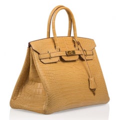 Hermès Yellow Maise Matte Porosus Crocodile Birkin 35cm