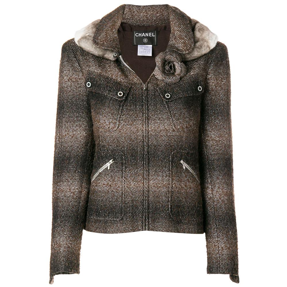 Chanel Wool Fur Trimmed Jacket