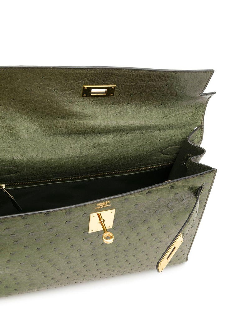 Hermès Vert Olive Ostrich 32cm Kelly Bag at 1stDibs