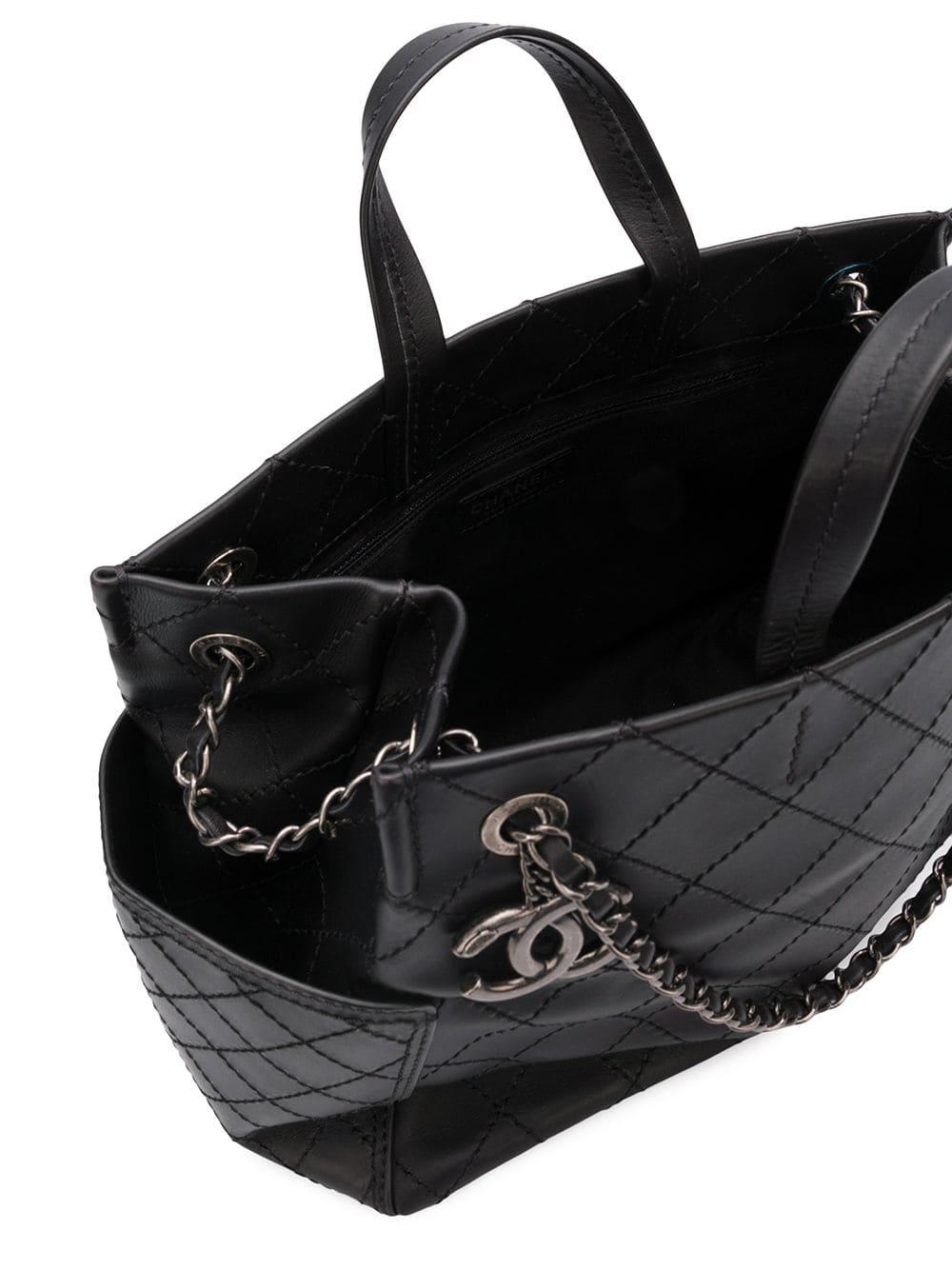 Black Chanel Small Shopping Tote Bag
