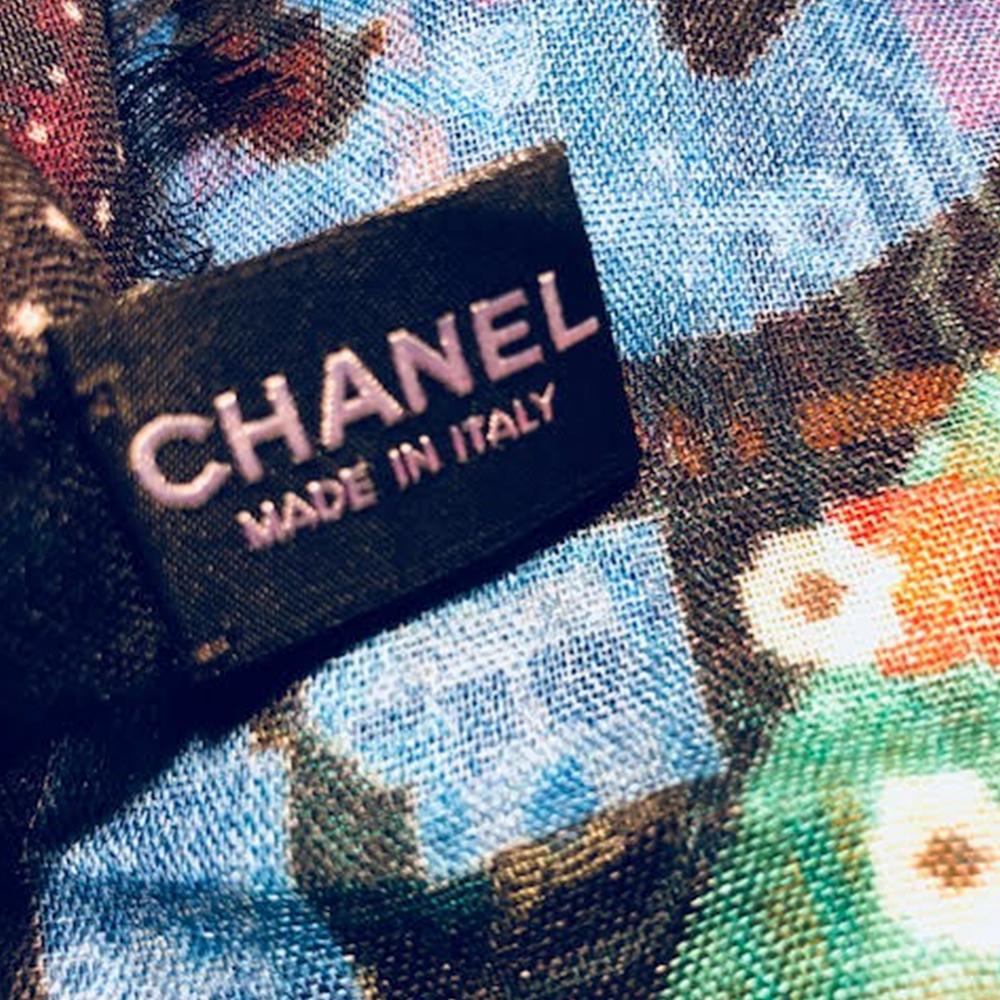 Black Chanel Abstract Print Cashmere Scarf