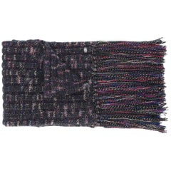 Chanel Purple Multi Knit Fringed Scarf