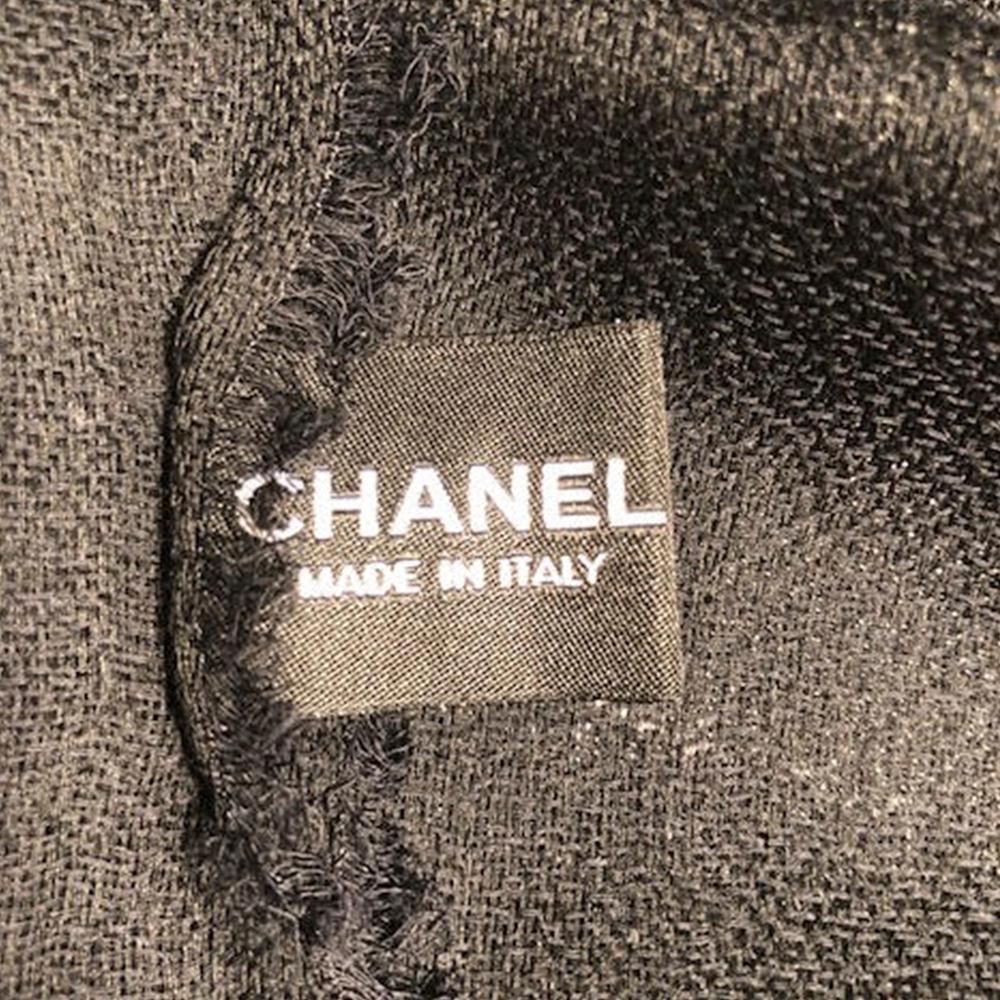 Black Chanel Cashmere Patterned Scarf