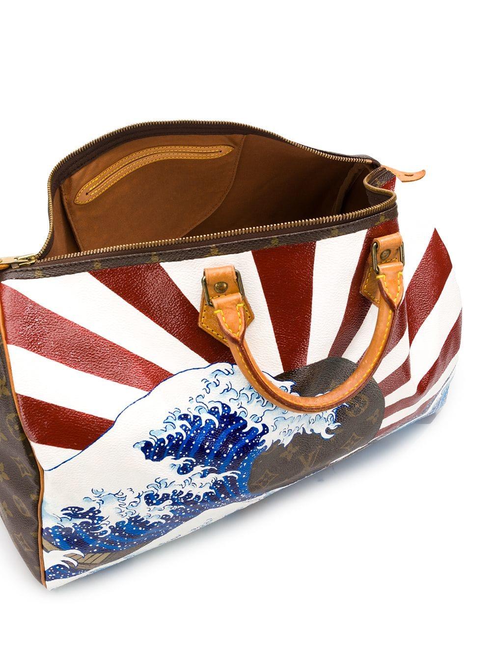 Beige Customised Louis Vuitton 'Japanese Wave' Keepall Bag