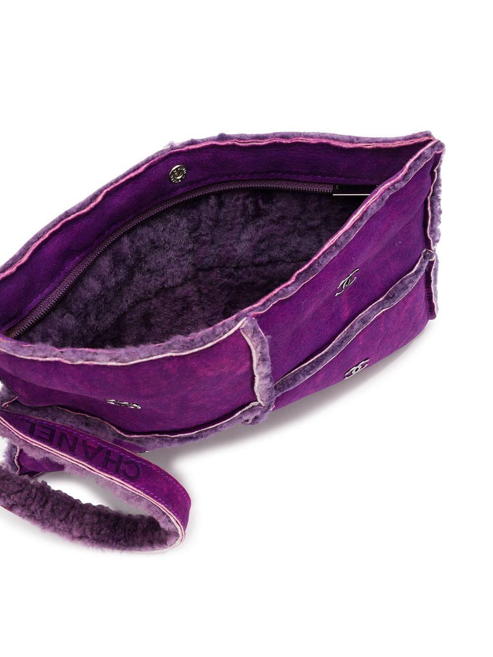 Chanel Purple Mouton Clutch Bag In Excellent Condition In London, GB