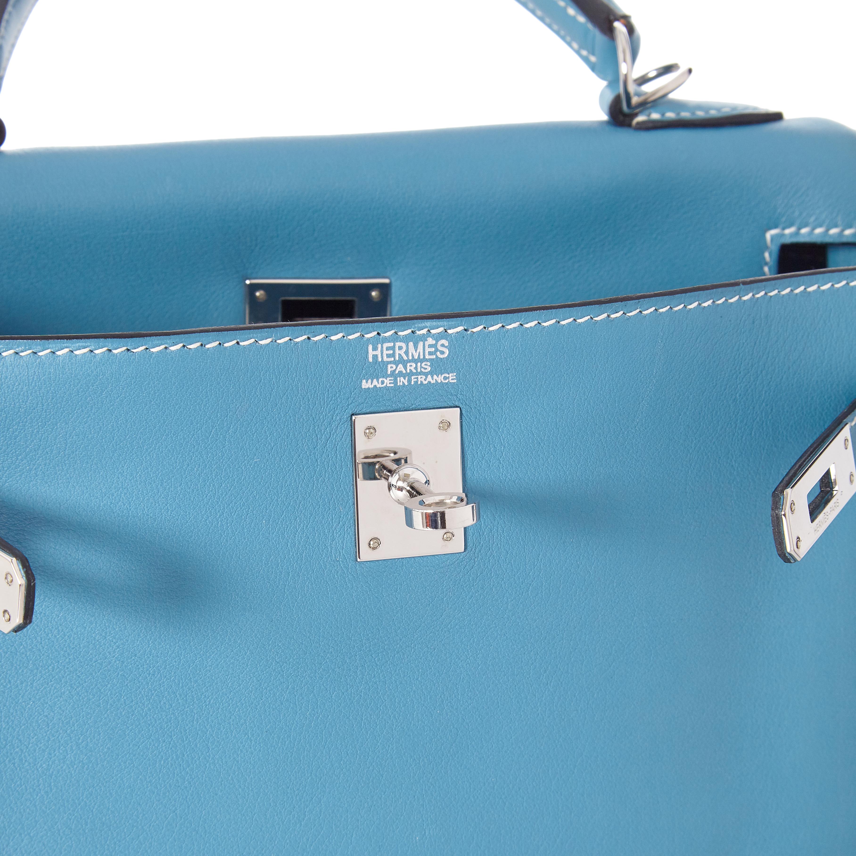 Hermès Blue Jean Swift 25cm Kelly Bag  In Good Condition In London, GB