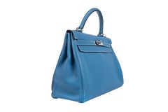 Hermès Blue Jean Togo Leather Kelly 32cm Retourne Palladium Hardware