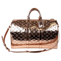 Louis Vuitton Rose Gold Mirror Leather Keepall 45cm Bandouliere