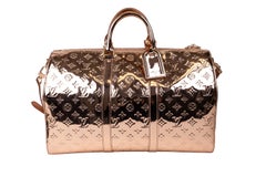 Louis Vuitton Rose Gold Mirror Leather Keepall 45cm Bandouliere