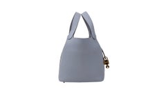 Hermès Bleu Gris Patine Clemence Leather Picotin Lock 18 Gold Hardware