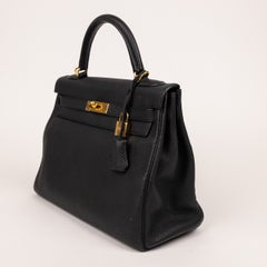 Hermès Black Noir Togo Leather Retourne Kelly 32cm Handbag