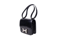 Hermès Black Crocodile Leather Constance 24 Palladium Hardware