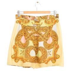 Gianni Versace 1990s Atelier Pastel Silk Baroque High Waisted lounge Shorts 26"