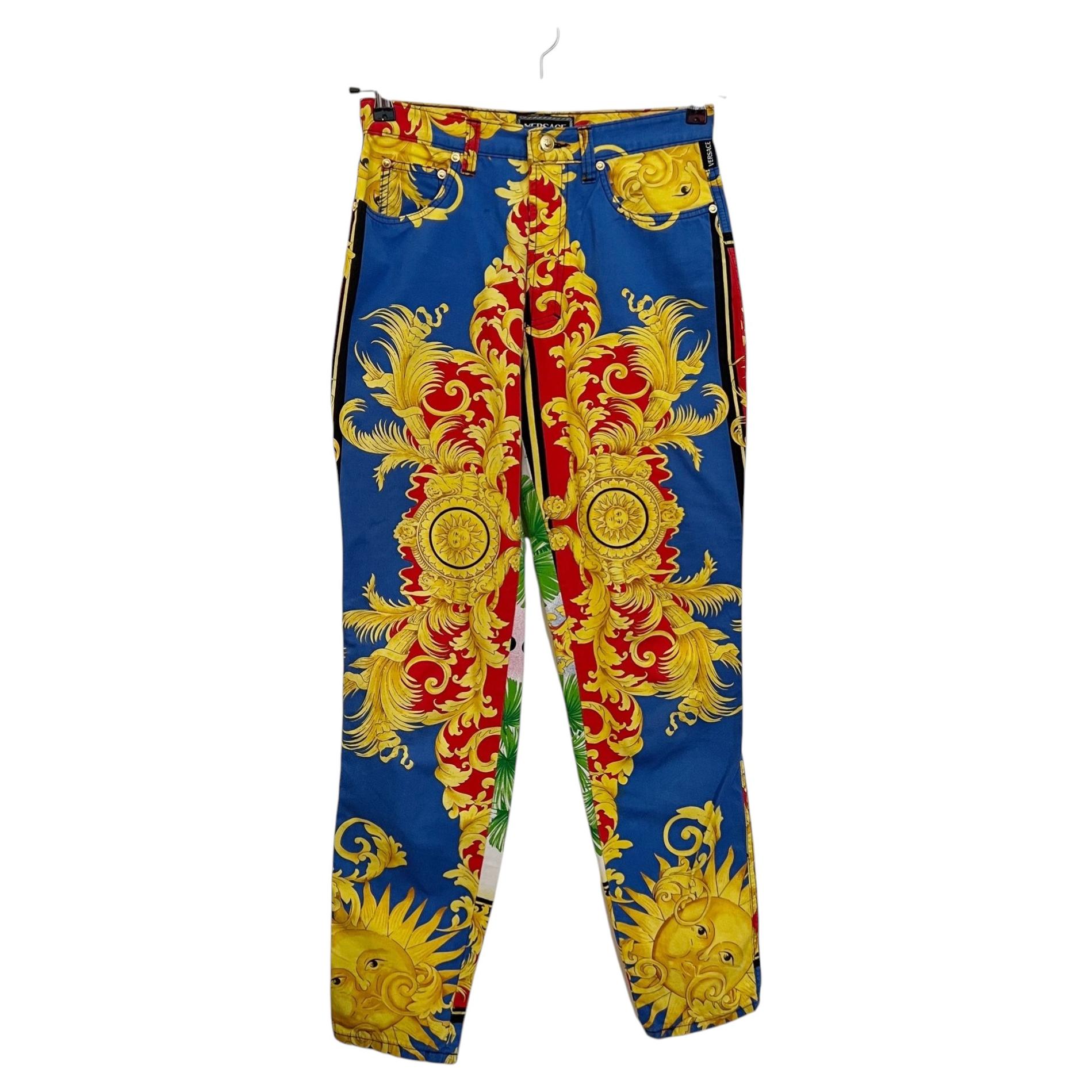 1990's Baroque GIANNI VERSACE High waisted Colourful Rococo