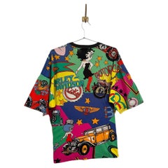 1990's Loud Vintage Gianni Versace Betty Boop Colourful Cartoon Pattern T-Shirt