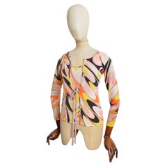 2000’s Emilio Pucci Pink Peach and Orange Twin-set Cardigan and Vest Top
