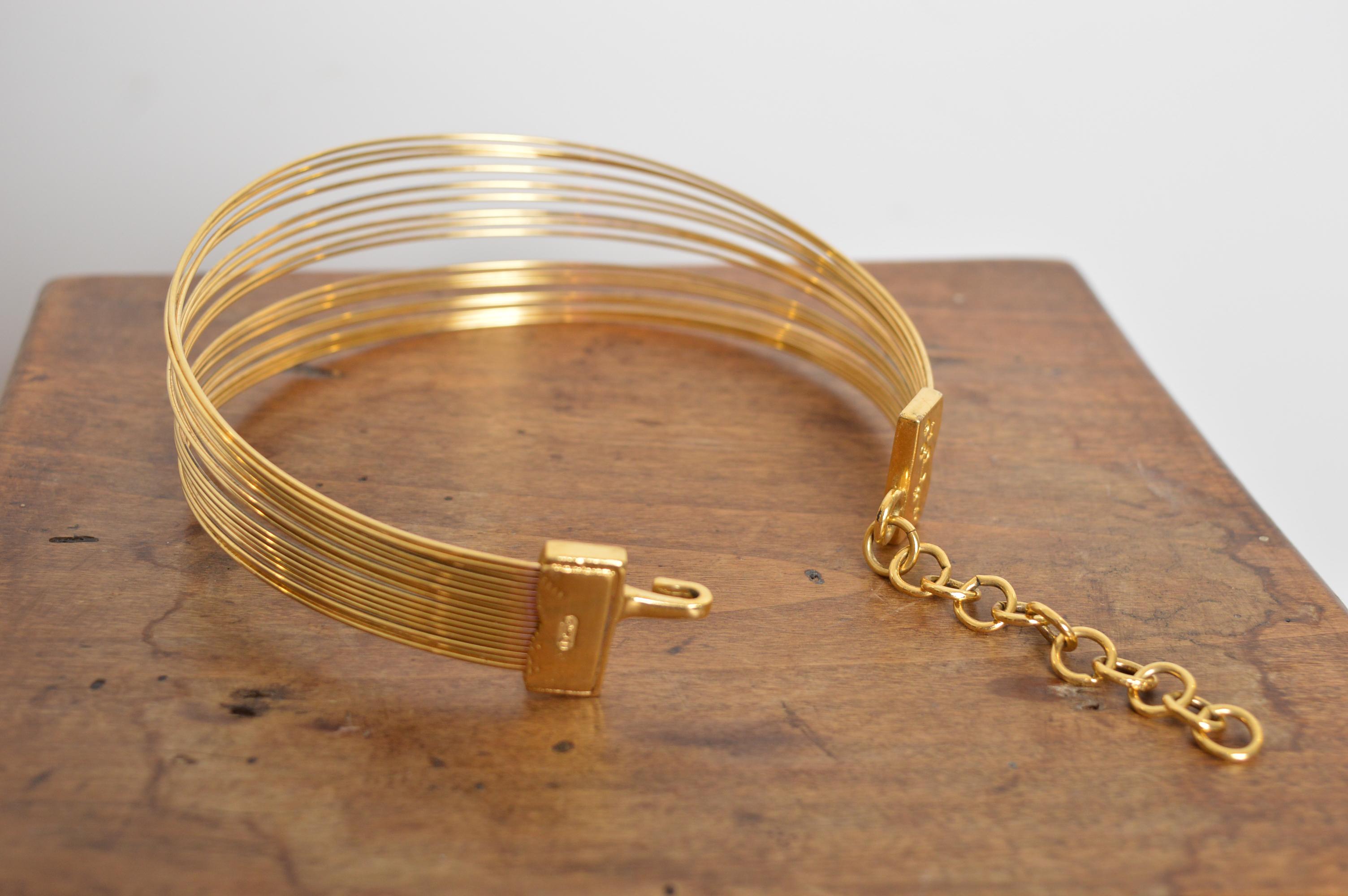 Christian Dior J'ADORE Gargantilla de alambre metálico dorado - Collar C.1990 en venta 5