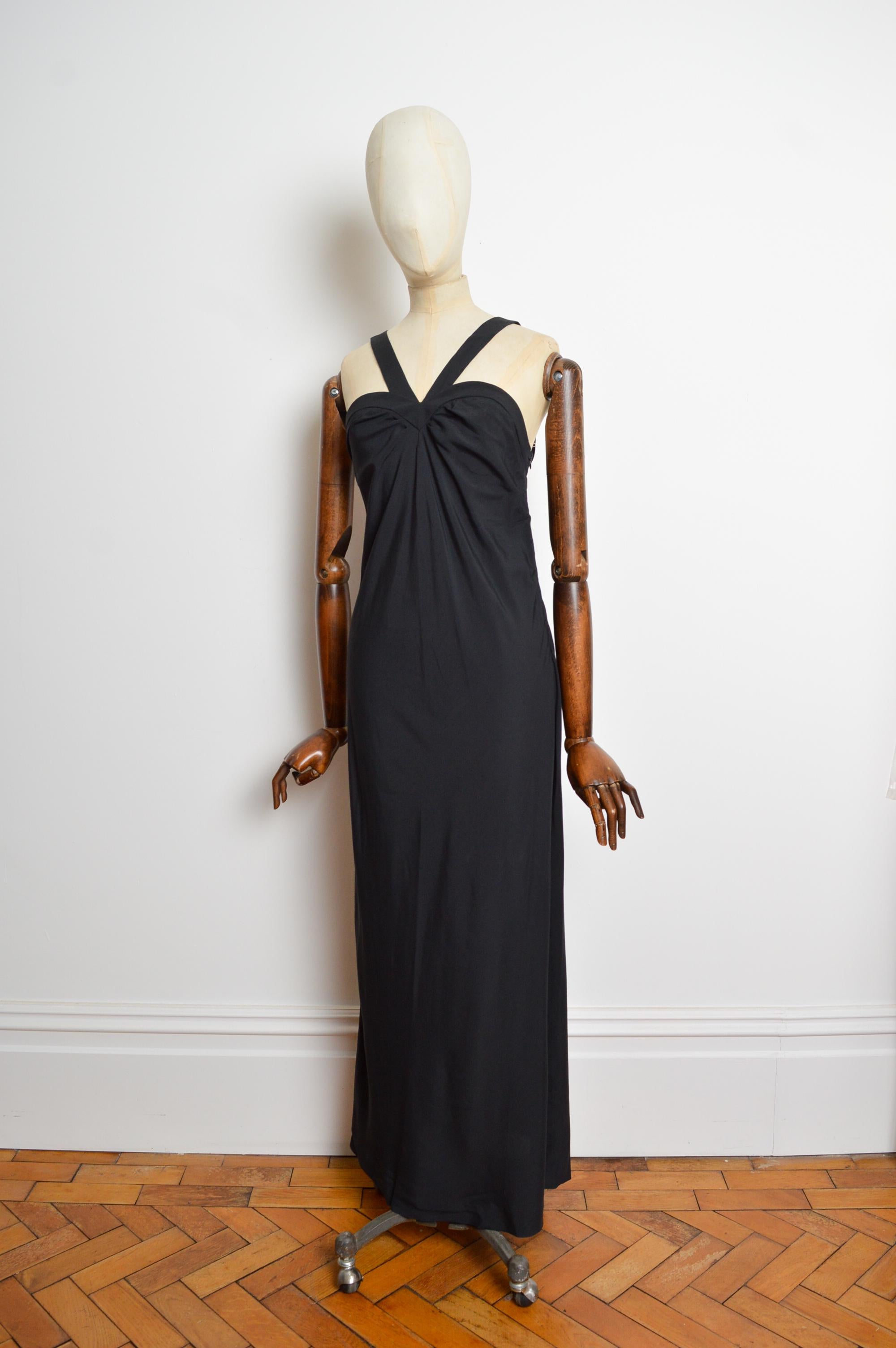 Printemps 1994 Yves Saint Laurent Up&Up Robe de cocktail longue noire avec fente sur la jambe. Bon état - En vente à Sheffield, GB