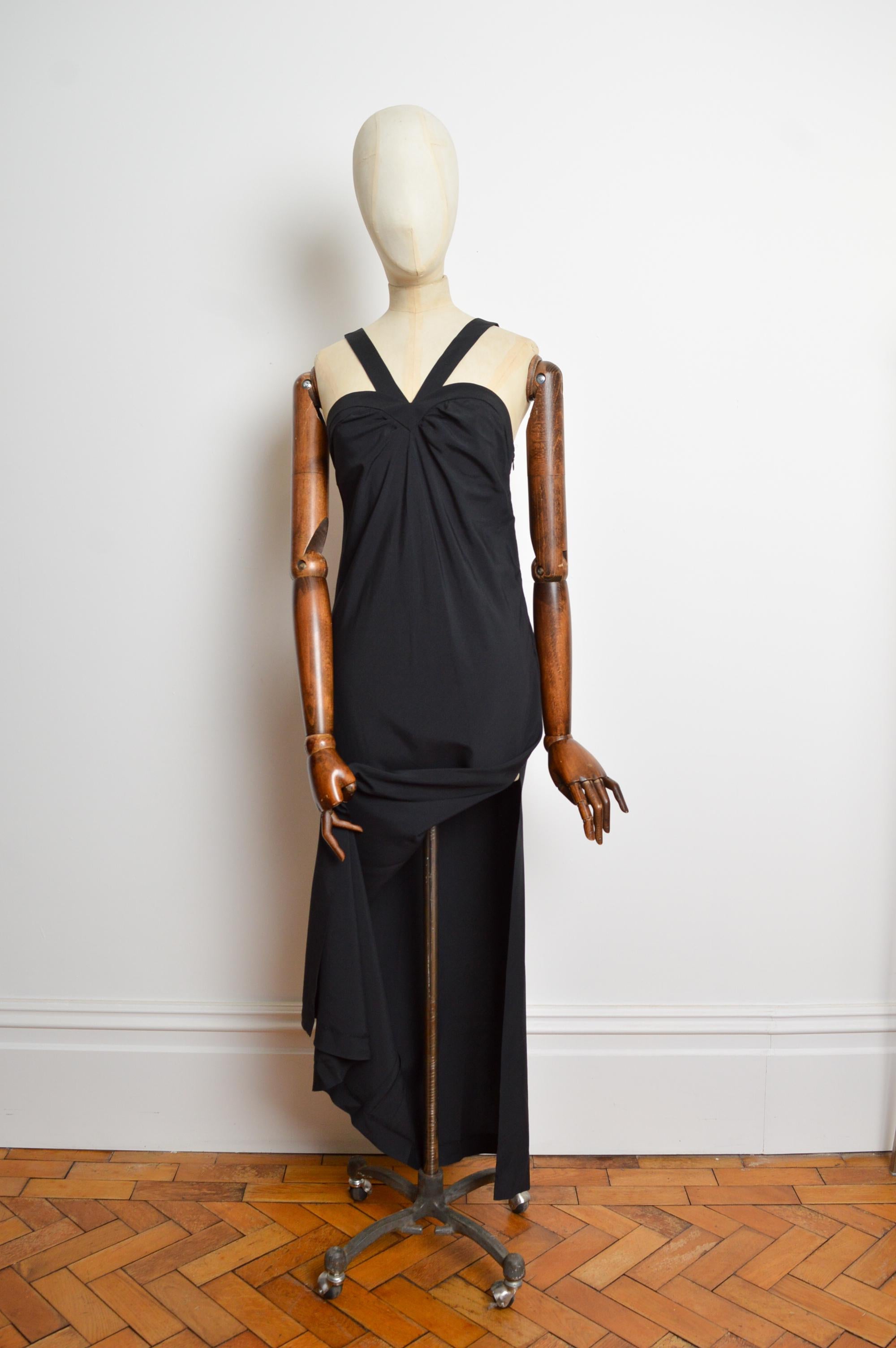 Printemps 1994 Yves Saint Laurent Up&Up Robe de cocktail longue noire avec fente sur la jambe. en vente 1