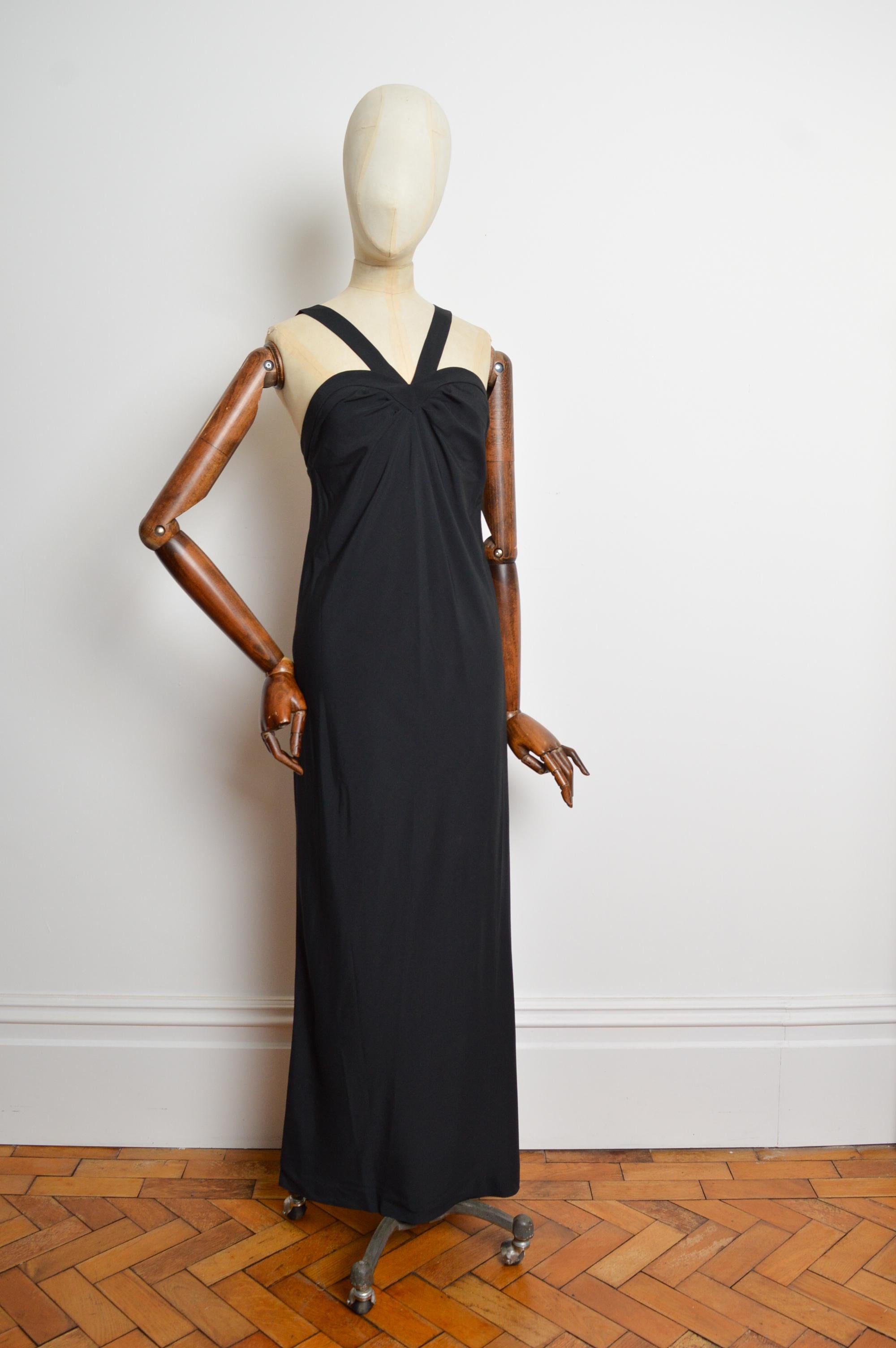 Printemps 1994 Yves Saint Laurent Up&Up Robe de cocktail longue noire avec fente sur la jambe. en vente 6
